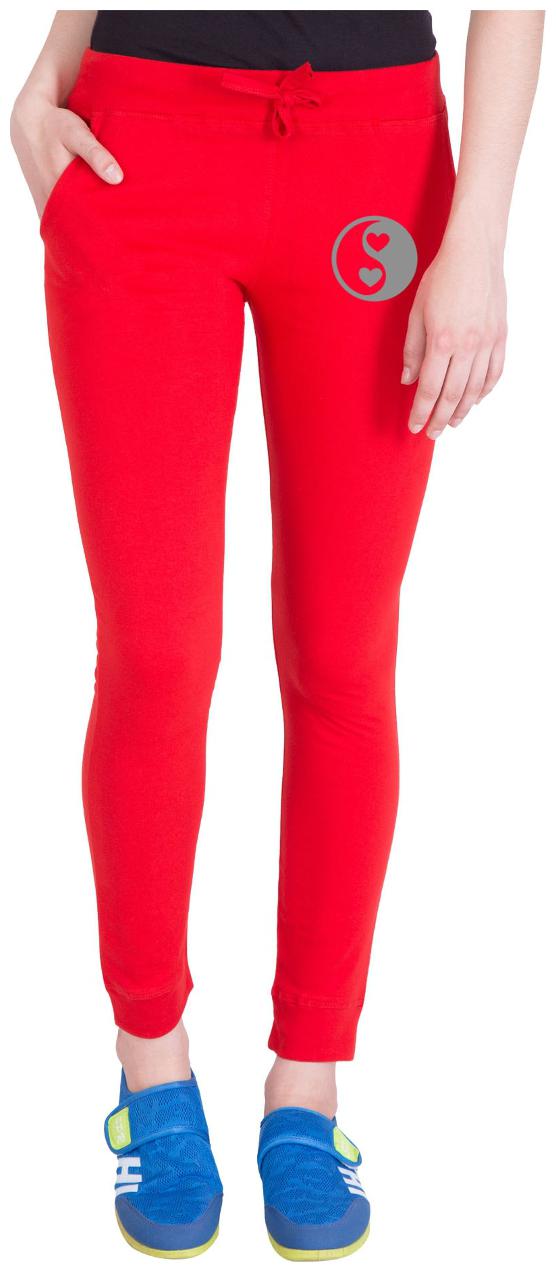 

American-Elm Women Slim fit Cotton Printed Track pants - Red