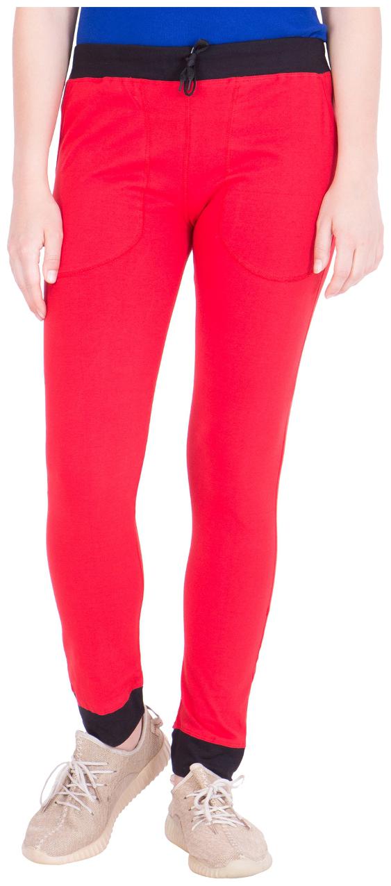 

American-Elm Women s Cotton Track Pant-Red Black