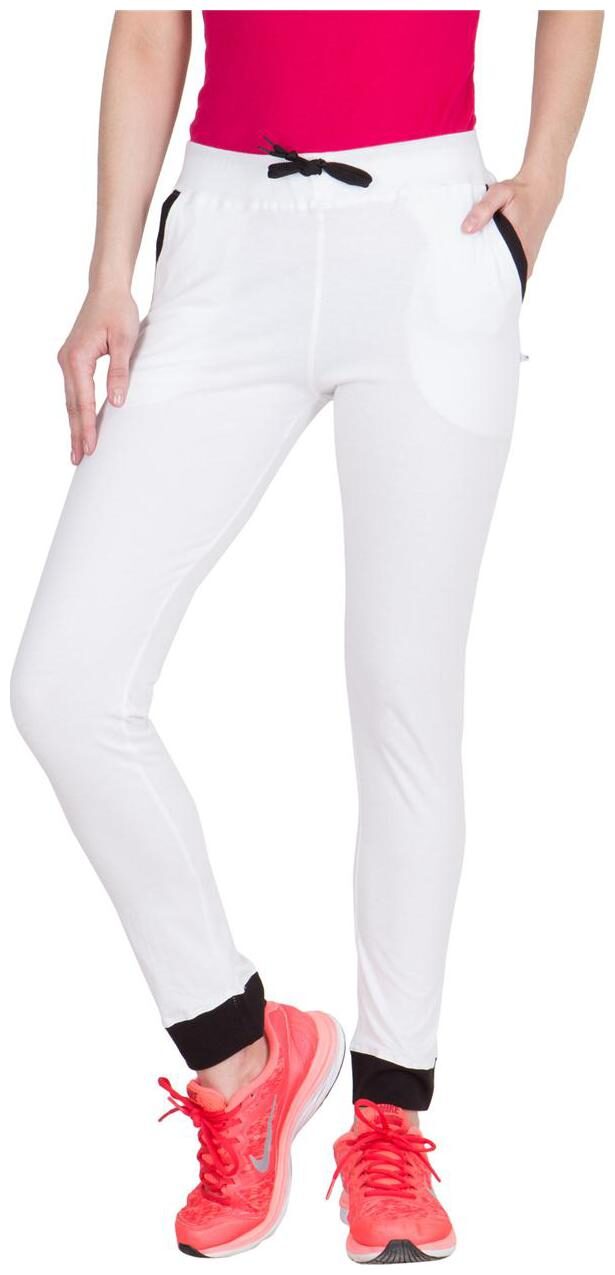 

American-Elm Women Regular fit Fleece Solid Track pants - White