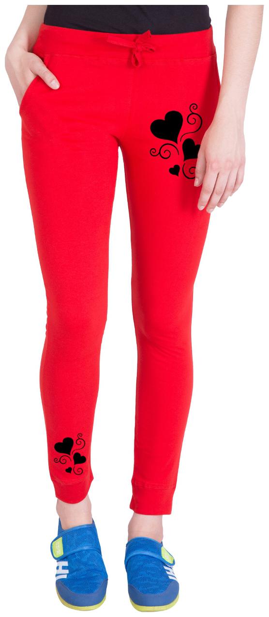 

American-Elm Women Regular fit Cotton Printed Track pants - Red