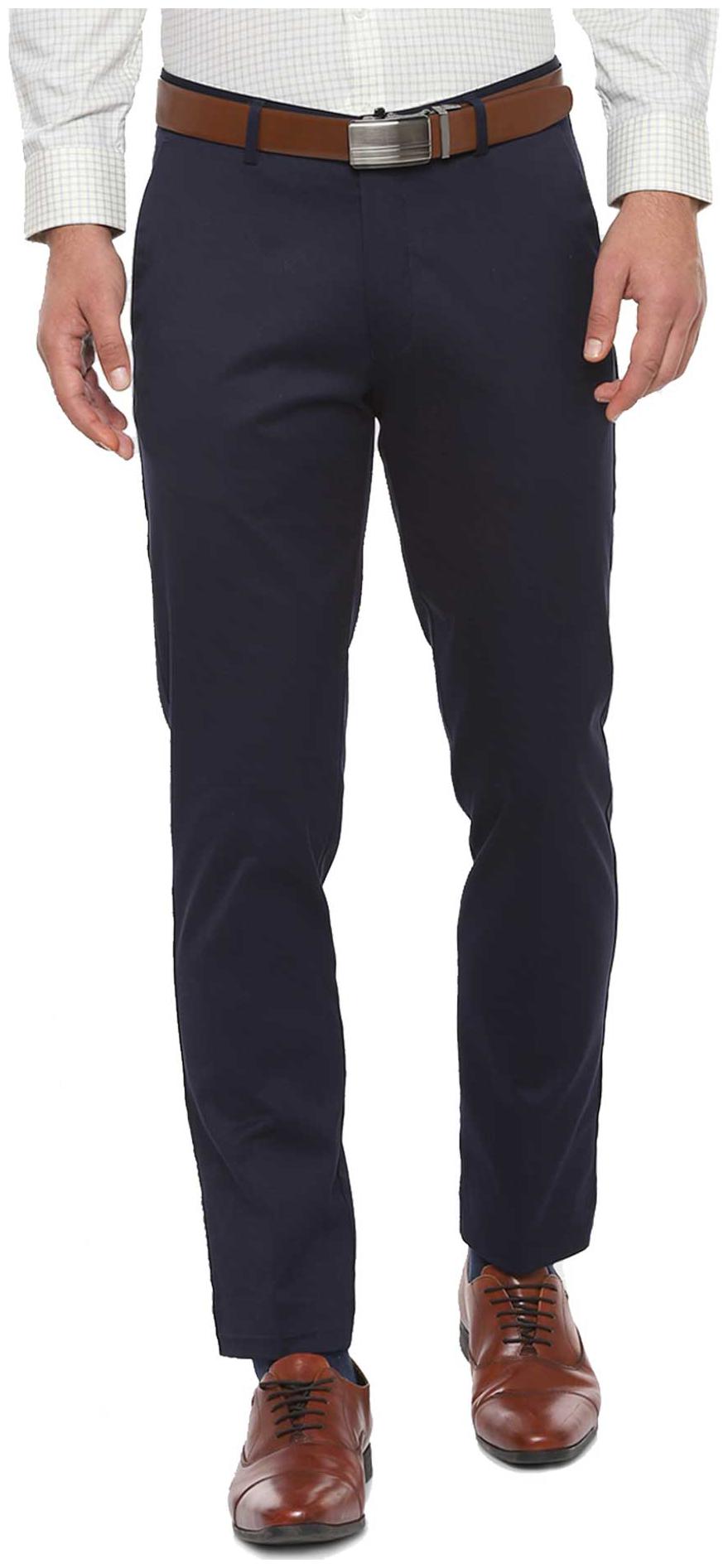 

American-Elm Men Solid Slim Fit Formal Trouser - Navy Blue