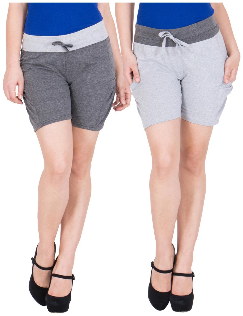 

American-Elm Women s Pack of 2 Hot Pants- Dark Grey Grey