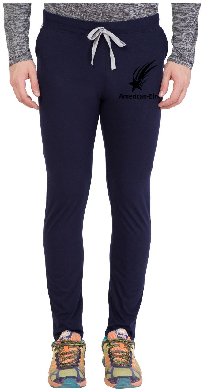 

American-Elm Navy Blue Black Star Printed Sports Wear Trackpant for Men