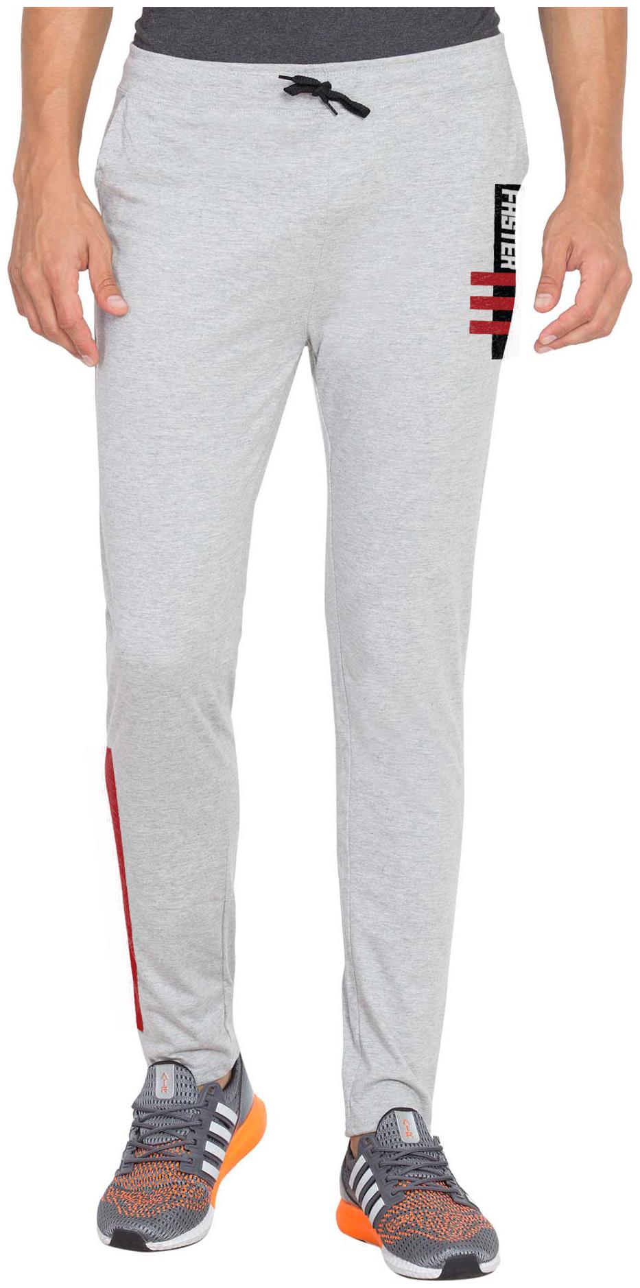 

American-Elm Cotton Printed Grey Track Pants For Men