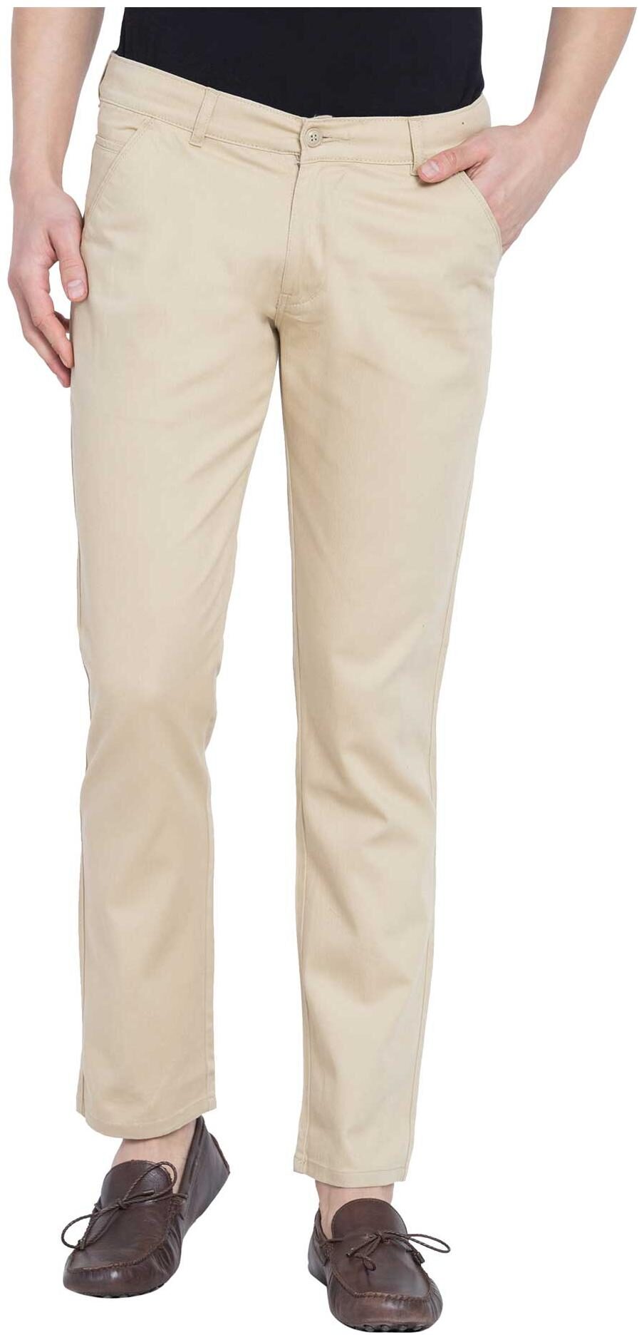 

American-Elm Men Beige Solid Slim fit Chinos