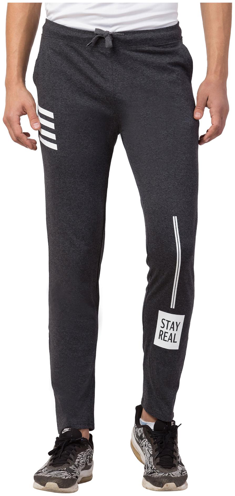 

American-Elm Men Cotton Printed Grey Track Pants