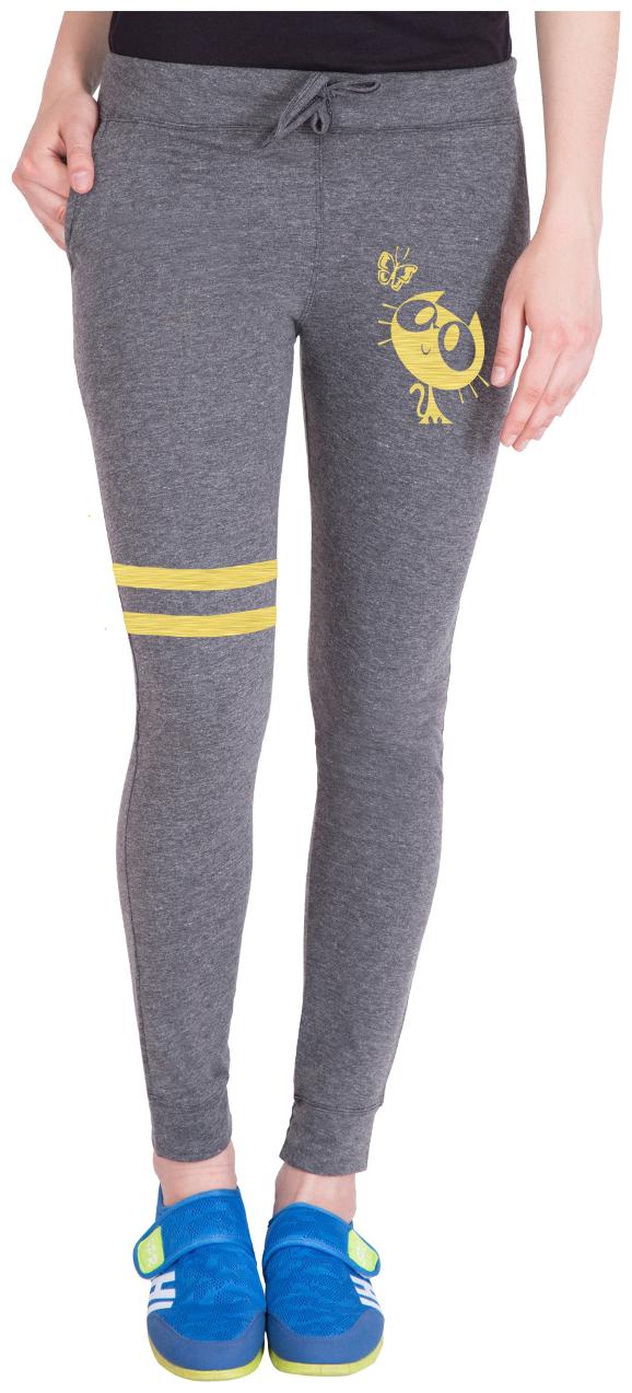 

American-Elm Women Slim fit Cotton Printed Track pants - Grey