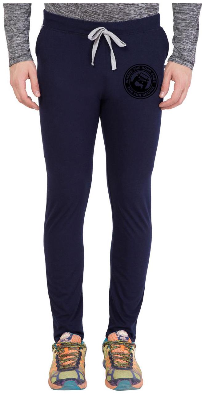 

American-Elm Navy Blue Melange Slim Fit Zeep Printed Lower for Men