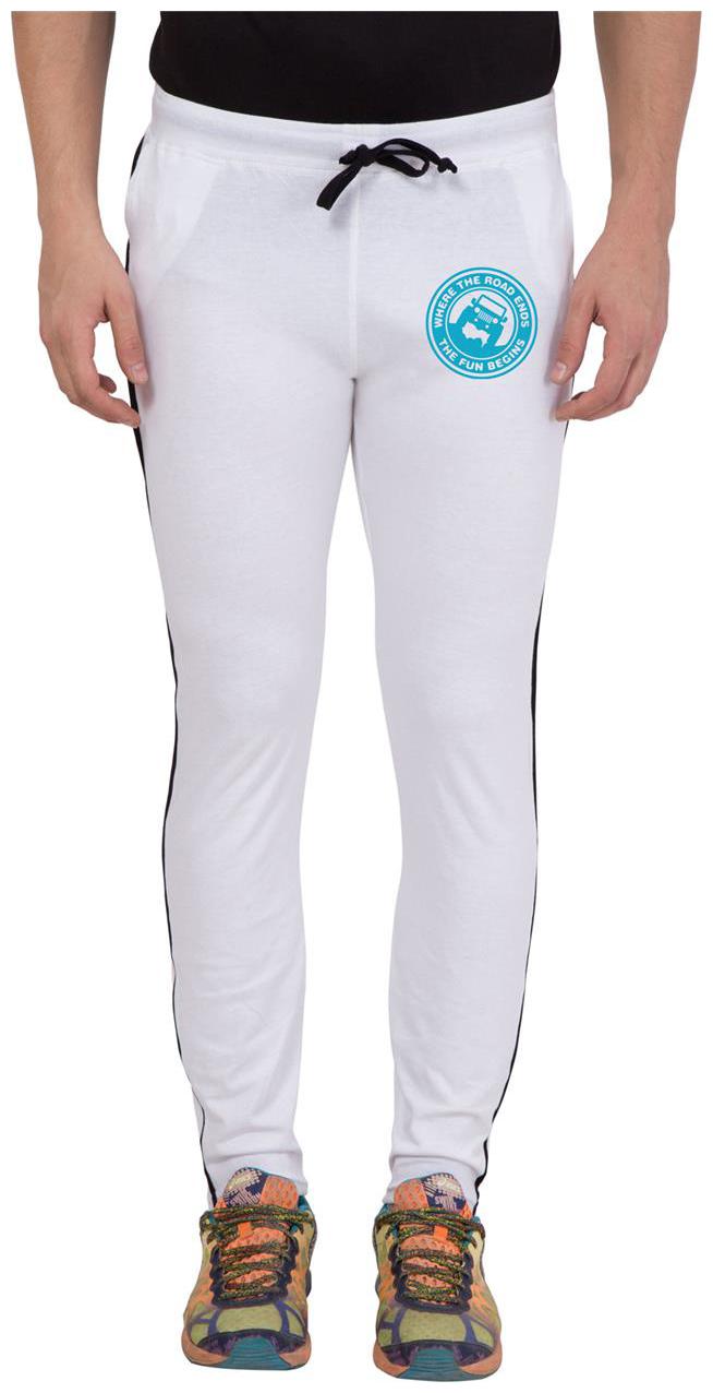 

American-Elm Men s White Slim Fit Zeep Printed Trackpant