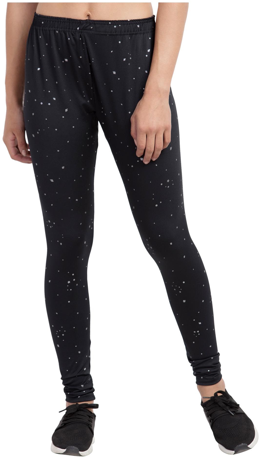 

American-Elm Women Black Lycra Chudidar Slim fit Printed Leggings for Women
