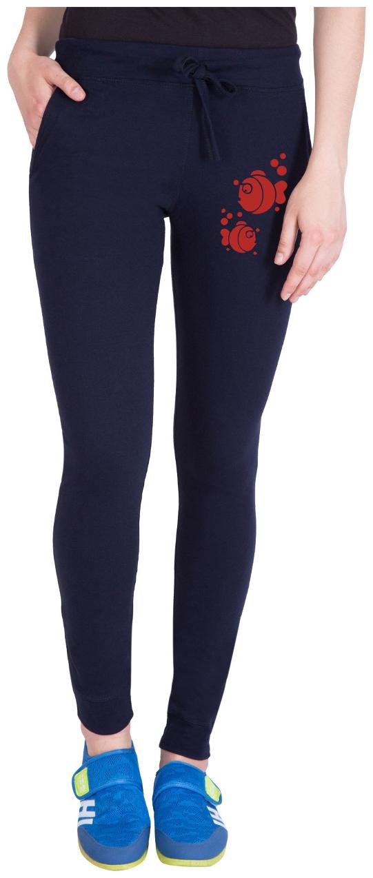 

American-Elm Women Slim fit Cotton Printed Track pants - Blue