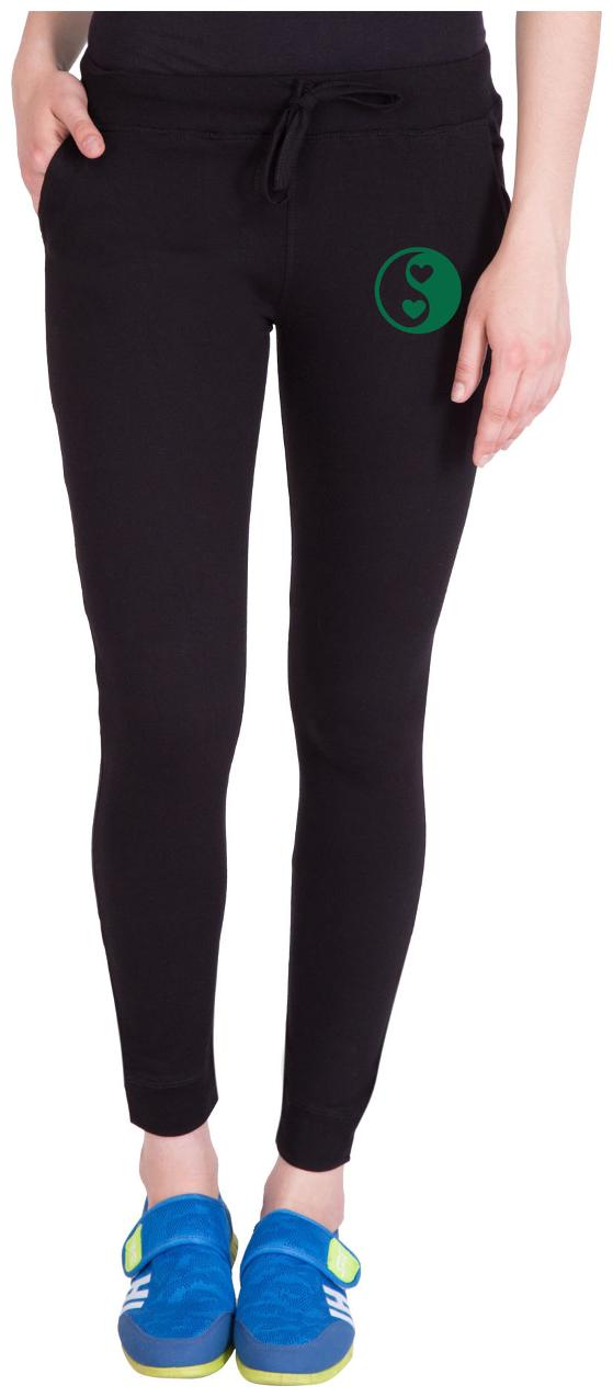 

American-Elm Women Slim fit Cotton Printed Track pants - Black
