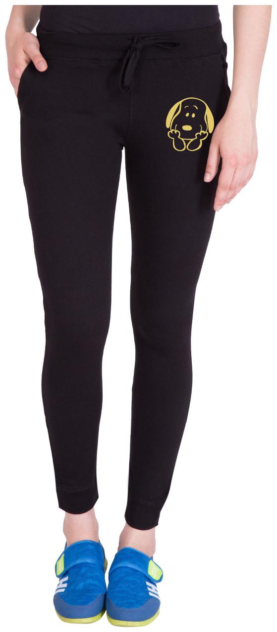 

American-Elm Women Slim fit Cotton Solid Track pants - Black