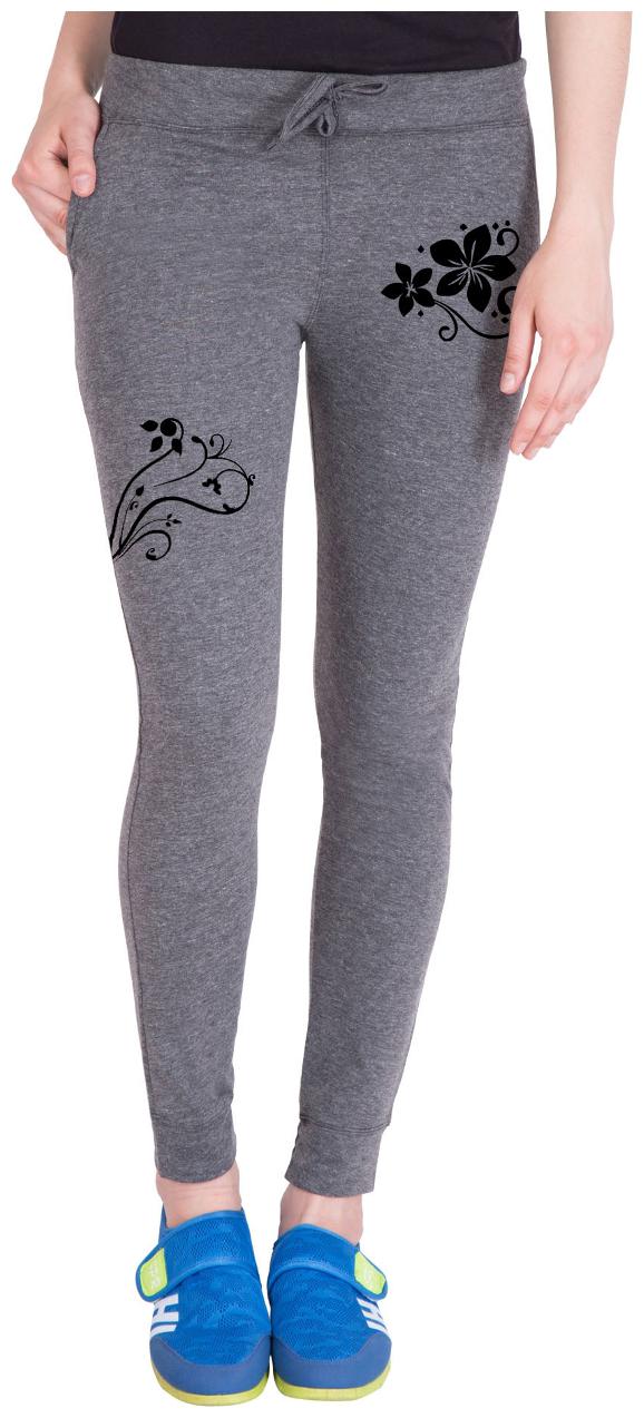 

American-Elm Women Regular fit Cotton Printed Track pants - Grey