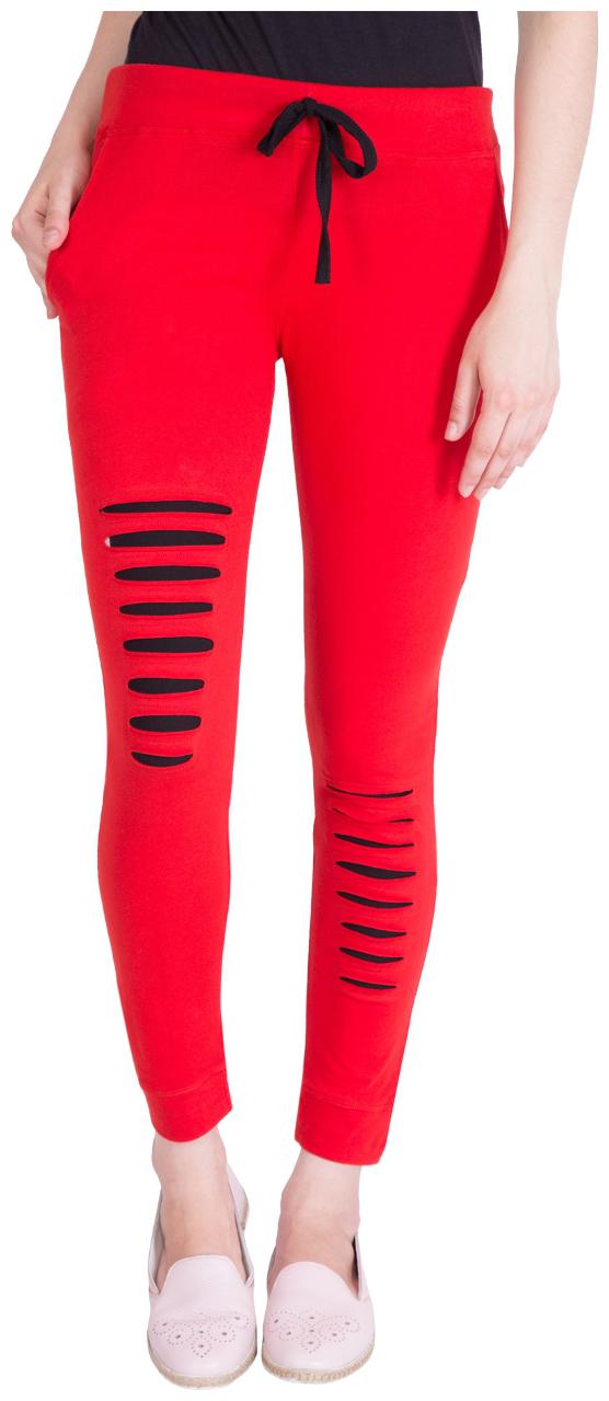 

American-Elm Women Regular fit Cotton Printed Track pants - Red