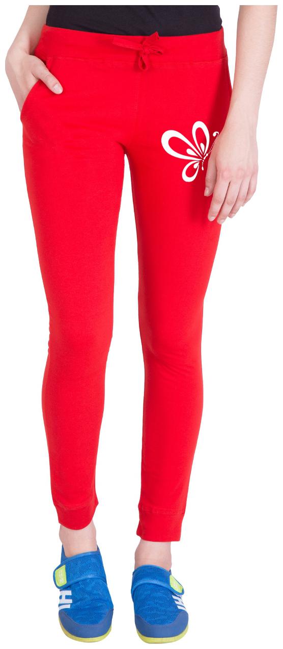 

American-Elm Women Regular fit Cotton Printed Track pants - Red