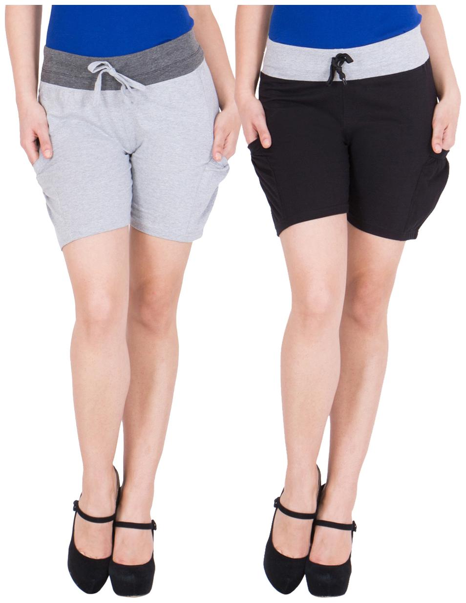 

American-Elm Women s Grey Black Short-Pack of 2