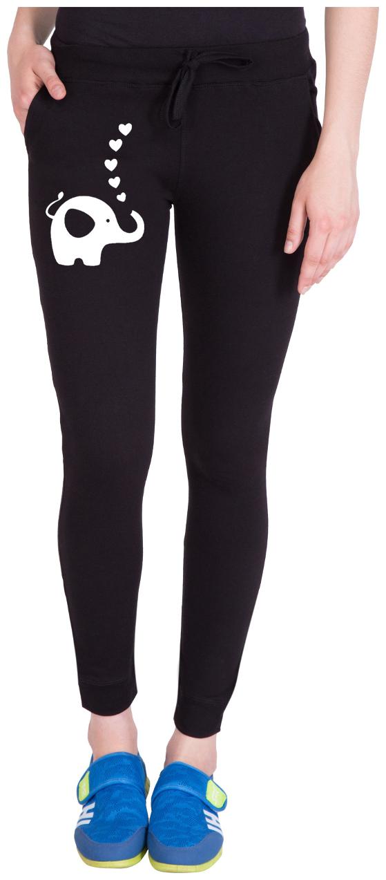 

American-Elm Women Regular fit Cotton Printed Track pants - Black