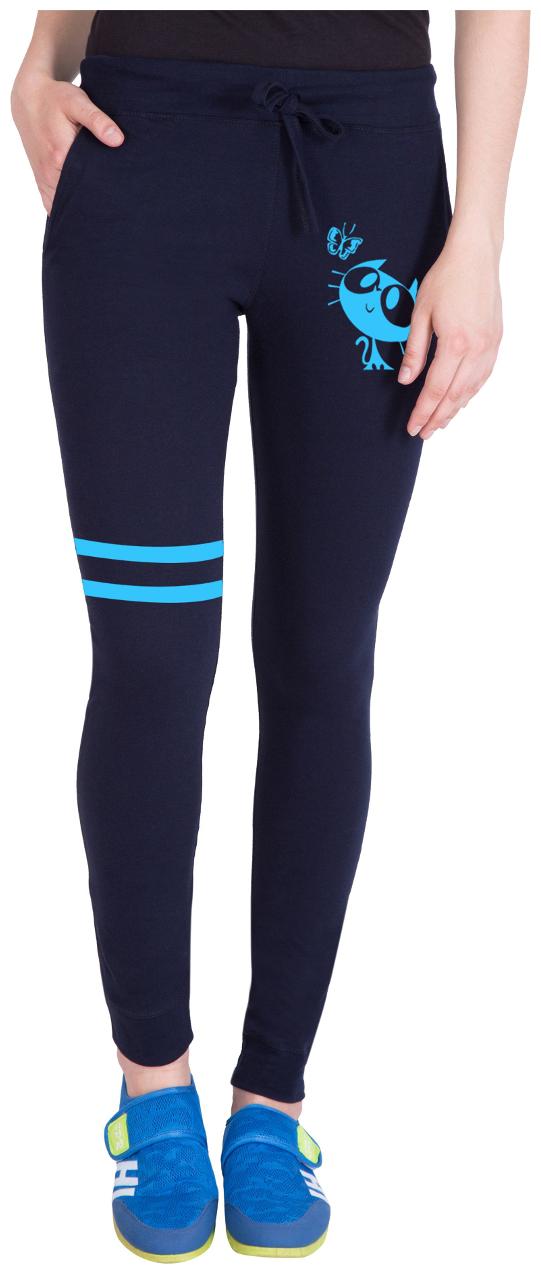 

American-Elm Women Slim fit Cotton Printed Track pants - Blue