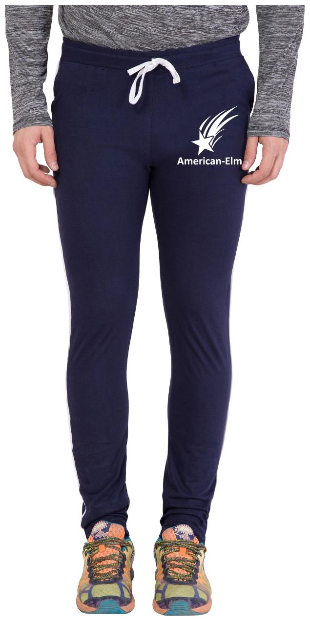 

American-Elm Navy Blue White Star Printed Trackpant for Men