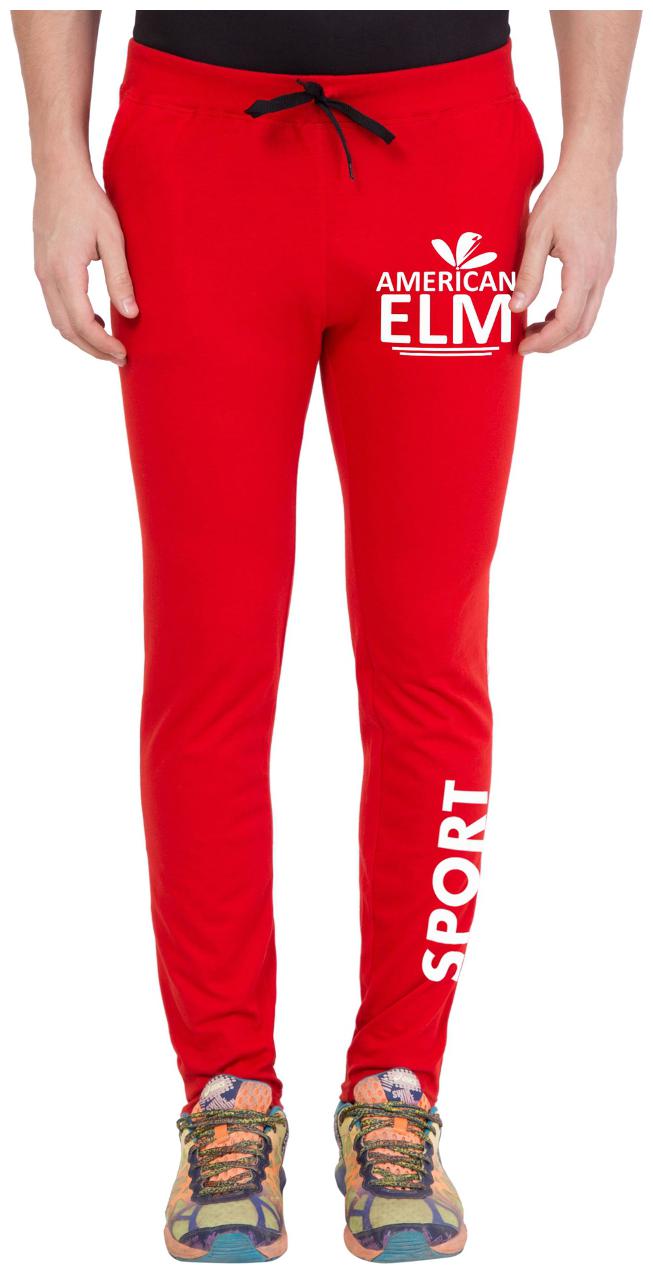 

American-Elm Men s Solid Red Stylish White Printed Lower