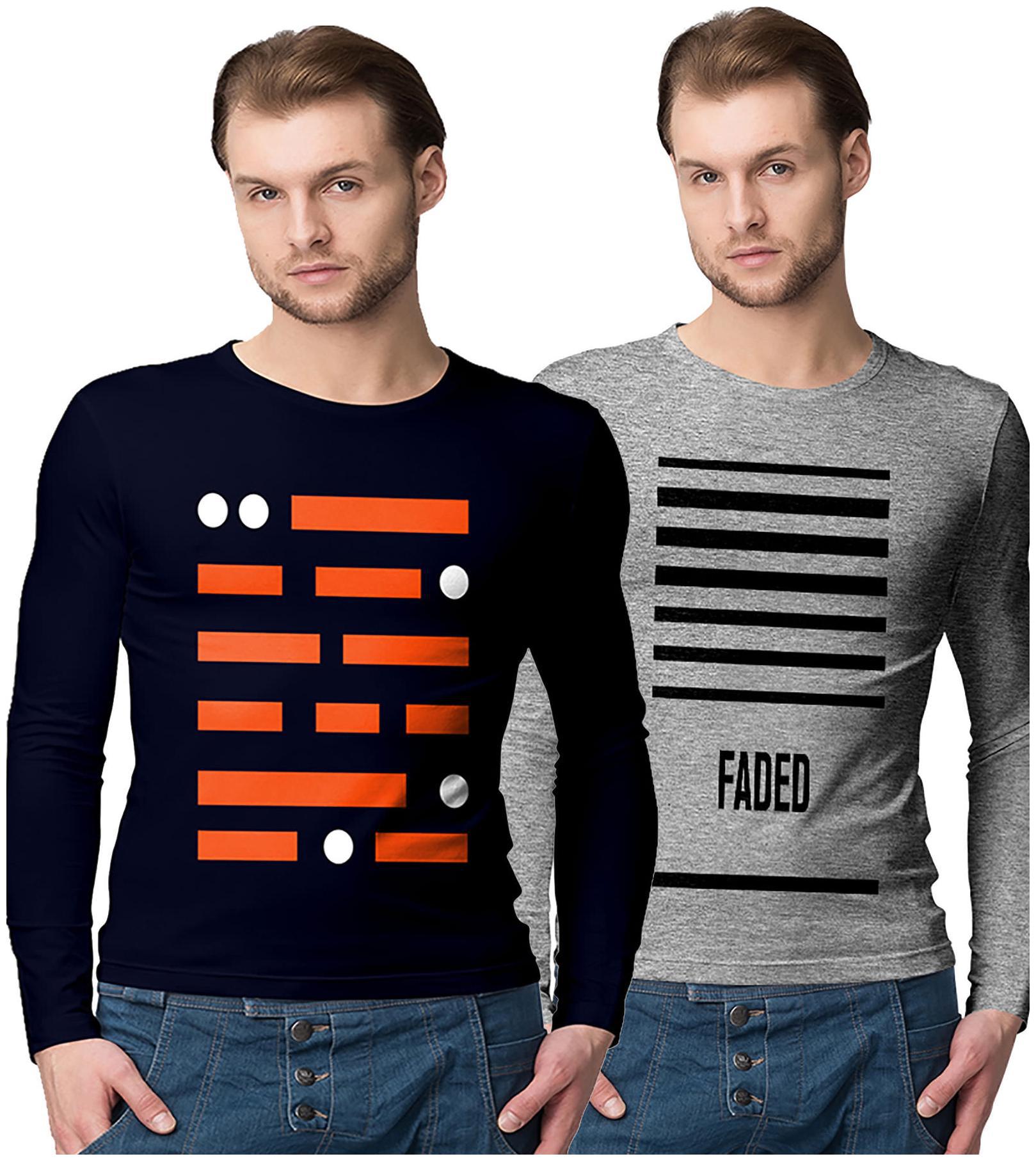

American-Elm Men Multi Slim fit Cotton Round neck T-Shirt - Pack Of 2