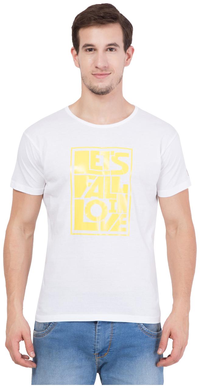 

American-Elm Men s Round Neck Printed T-Shirt - White