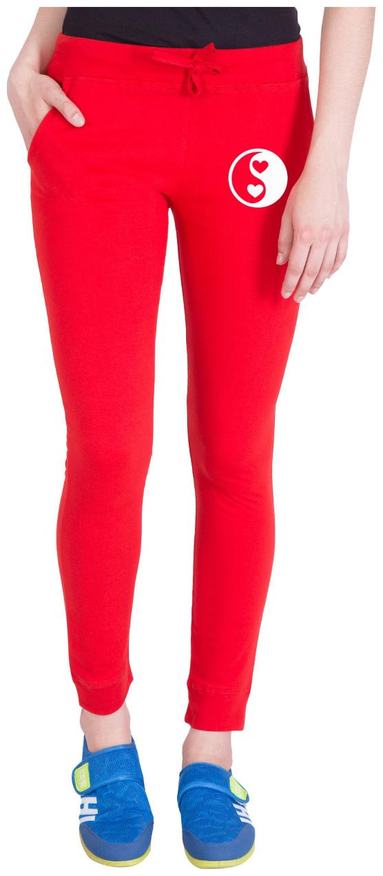 

American-Elm Women Slim fit Cotton Printed Track pants - Red