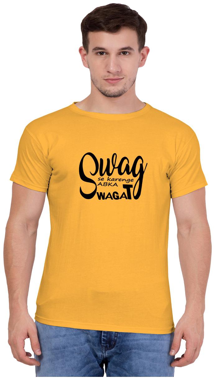 

American-Elm Men Yellow Slim fit Cotton Round neck T-Shirt - Pack Of 1