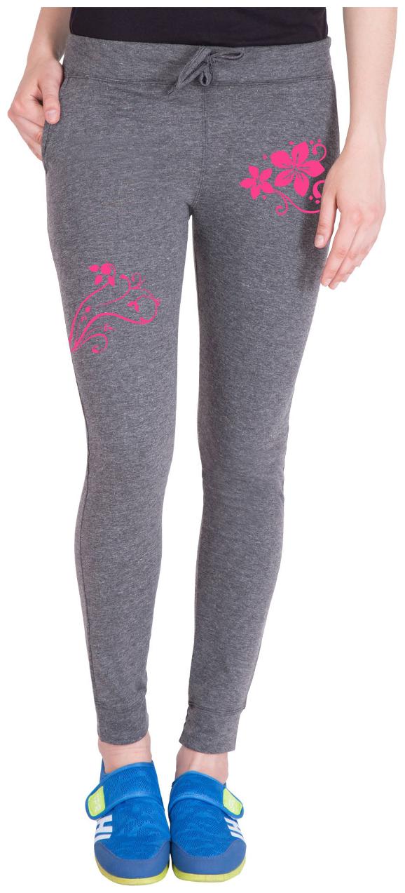 

American-Elm Women Regular fit Cotton Printed Track pants - Grey