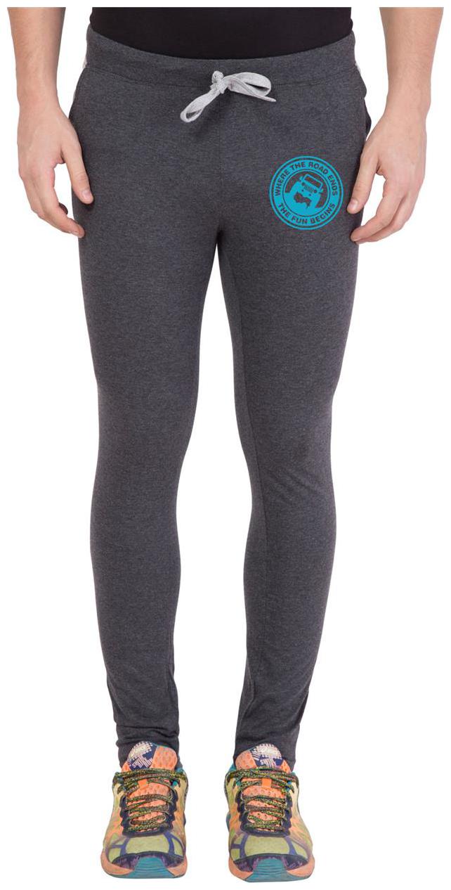 

American-Elm Men s Grey Melange Cotton Zeep Printed Jogger