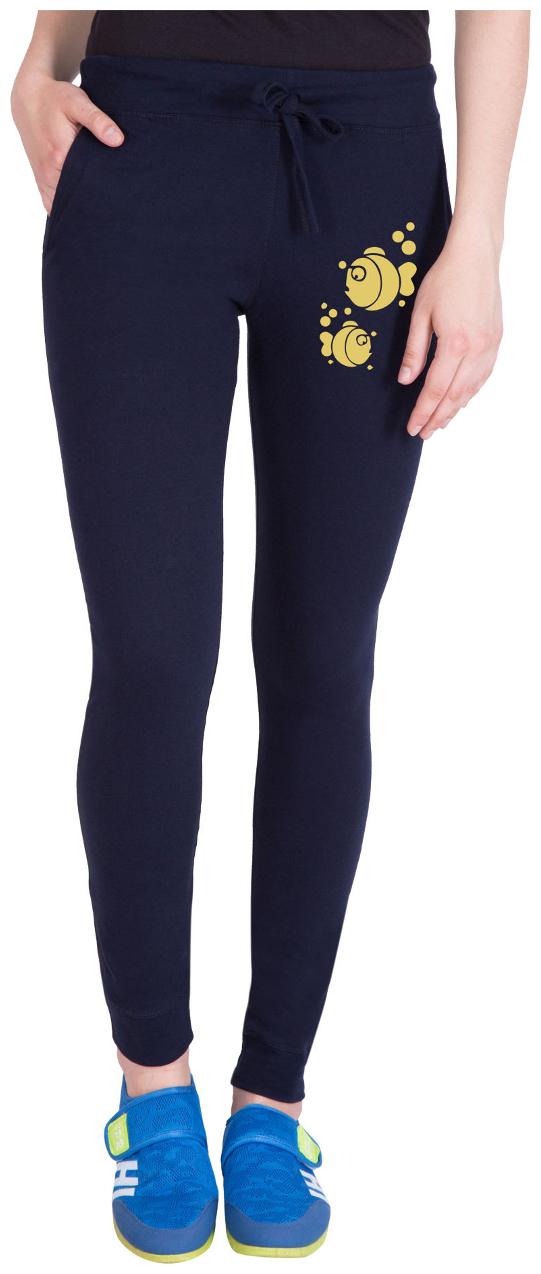 

American-Elm Women Slim fit Cotton Printed Track pants - Blue