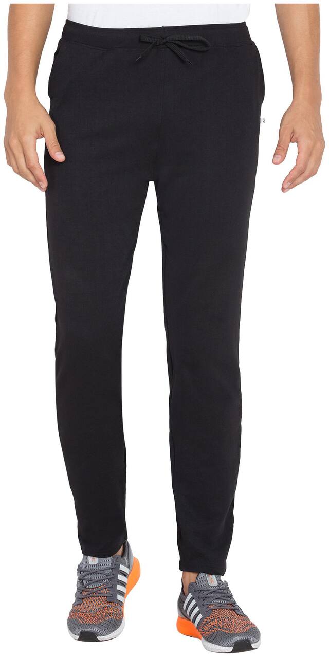 American-Elm Men Black Solid Slim fit Track pants