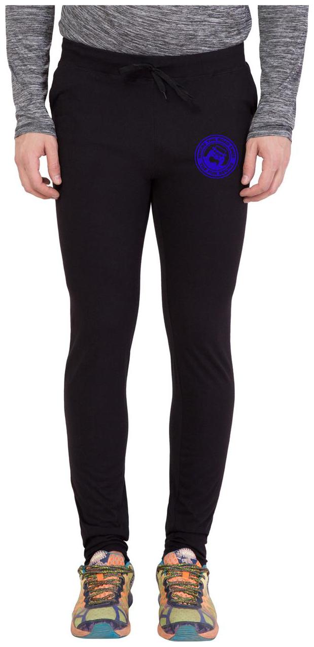 

American-Elm Men s Black Blue Round Zeep Printed Trackpant