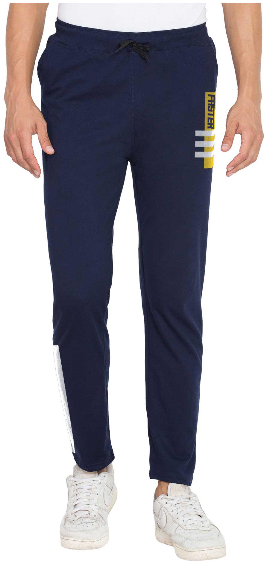 

American-Elm Cotton Printed Navy Blue Track Pants For Men