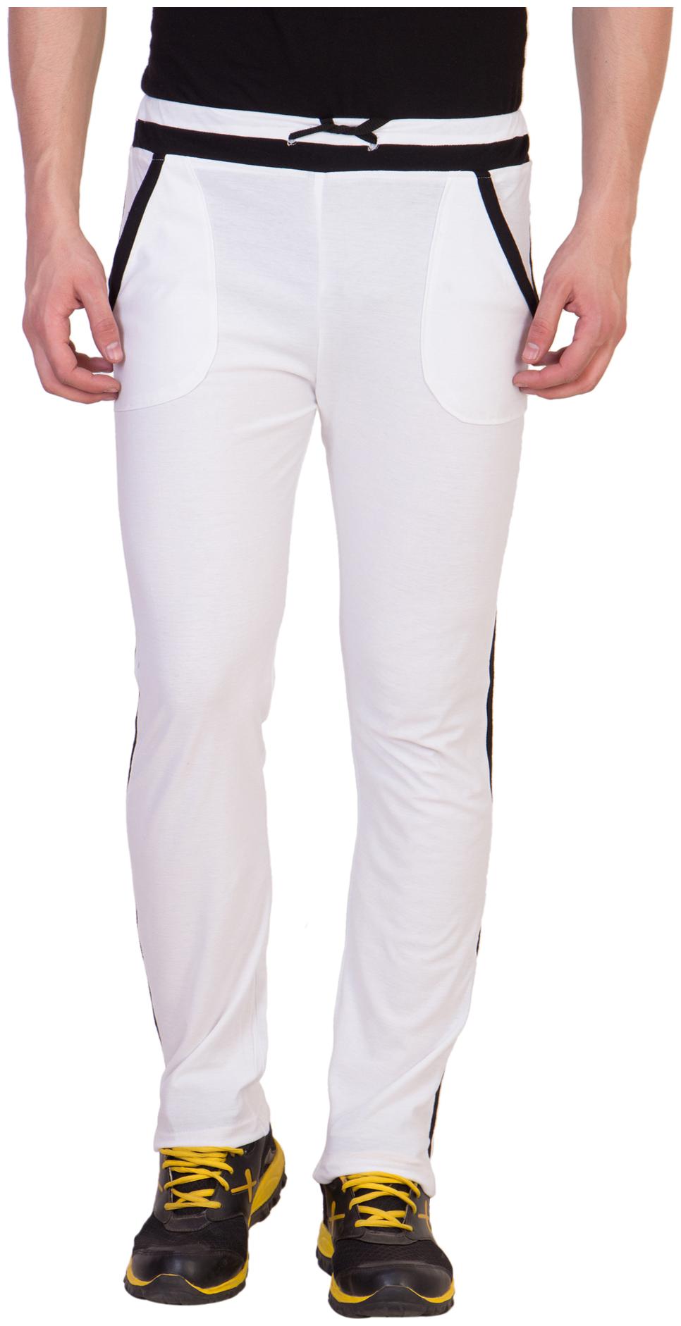 

American-Elm Men White Solid Slim fit Track pants