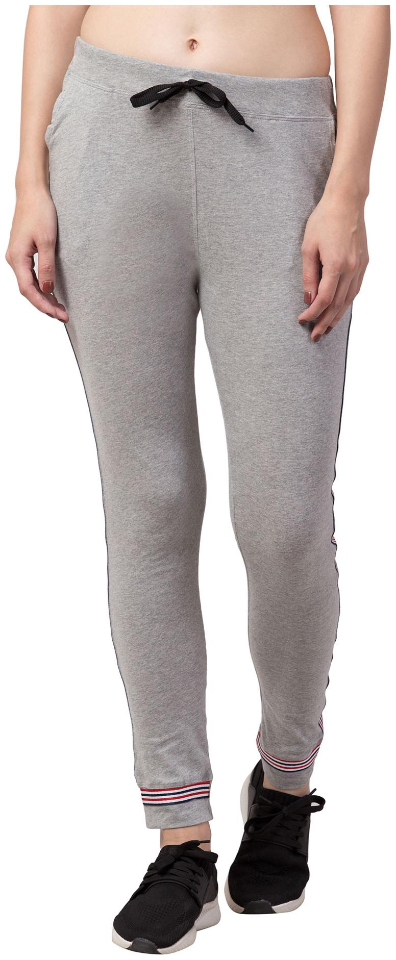 

American-Elm Women Slim fit Cotton Solid Track pants - Grey