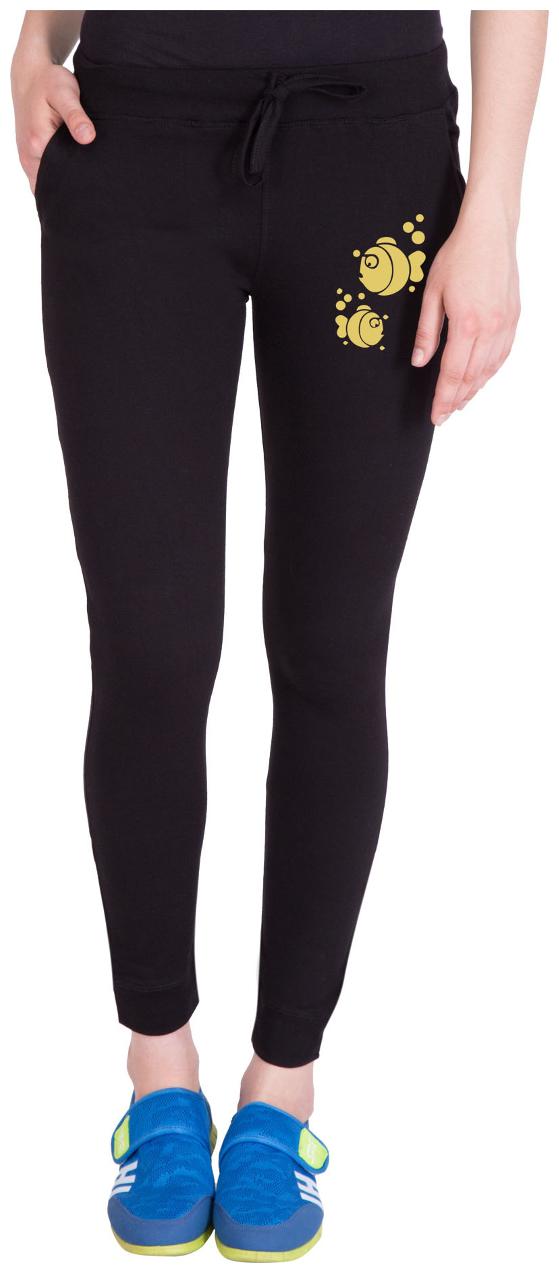

American-Elm Women Slim fit Cotton Printed Track pants - Black