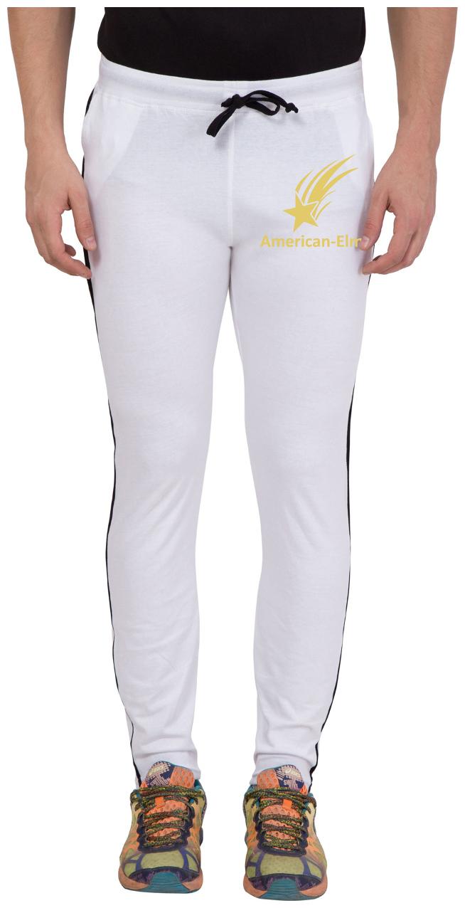 

American-Elm Men White Cotton With Golden Star Printed jogger
