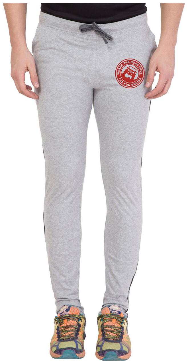 

American-Elm Grey Red Round Zeep Printed Trackpant for Men