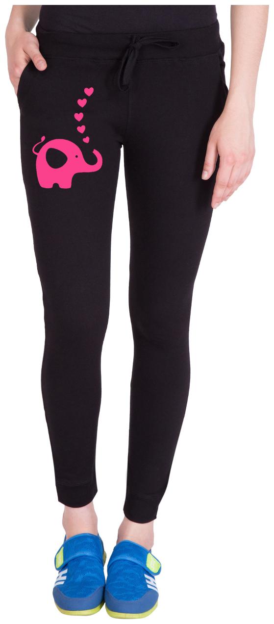 

American-Elm Women Regular fit Cotton Printed Track pants - Black