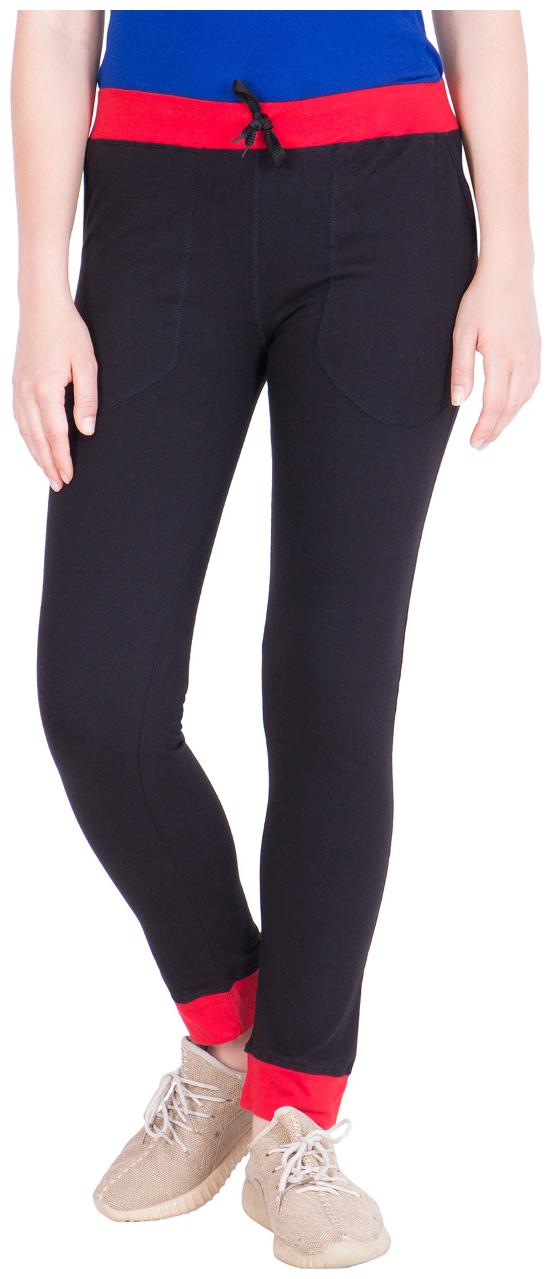 

American-Elm Women s Cotton Track Pant-Black Red