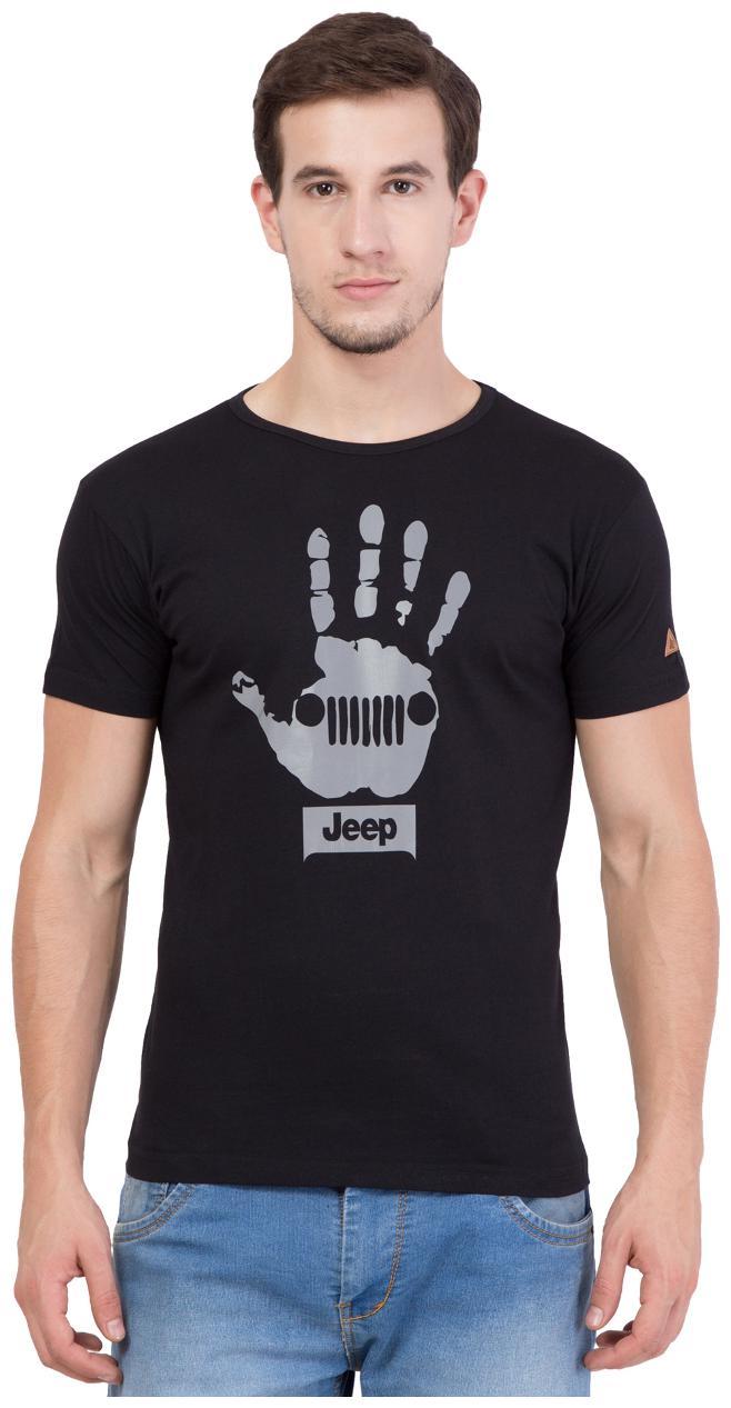 

American-Elm Men s Round Neck Printed T-Shirt - Black