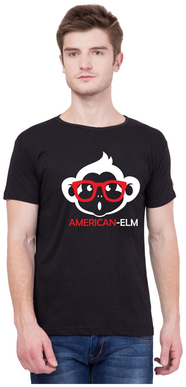 

American-Elm Men Black Slim fit Cotton Round neck T-Shirt - Pack Of 1