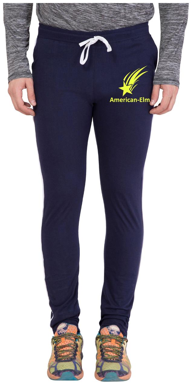 

American-Elm Navy Blue Yellow Star Printed Track Wear for Men