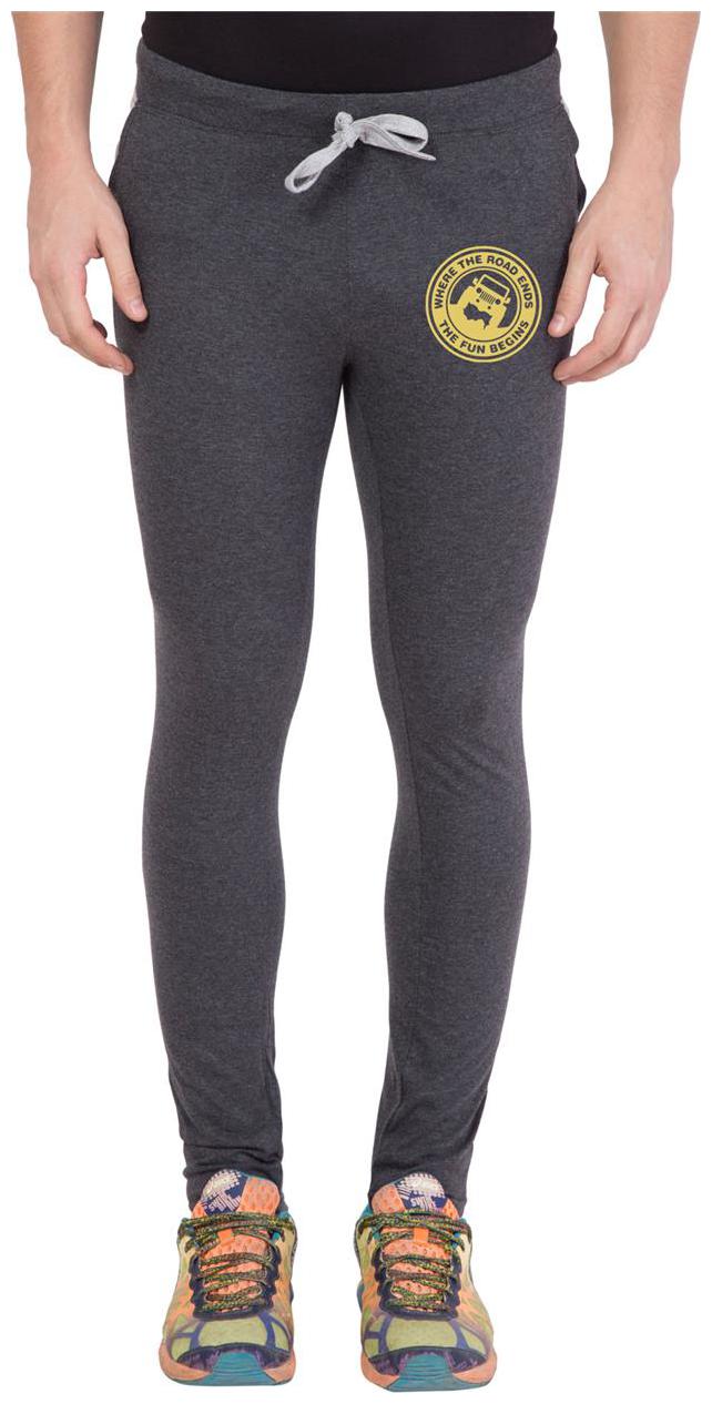 

American-Elm Men s Stone Grey Slim Fit Zeep Printed Trackpant