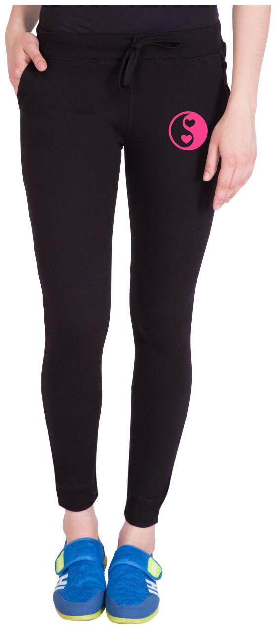 

American-Elm Women Slim fit Cotton Solid Track pants - Black