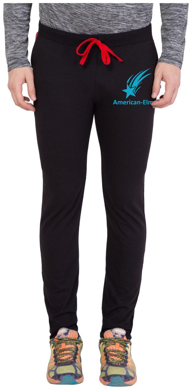 

American-Elm Men s Black Skyblue Star Printed Track Lower