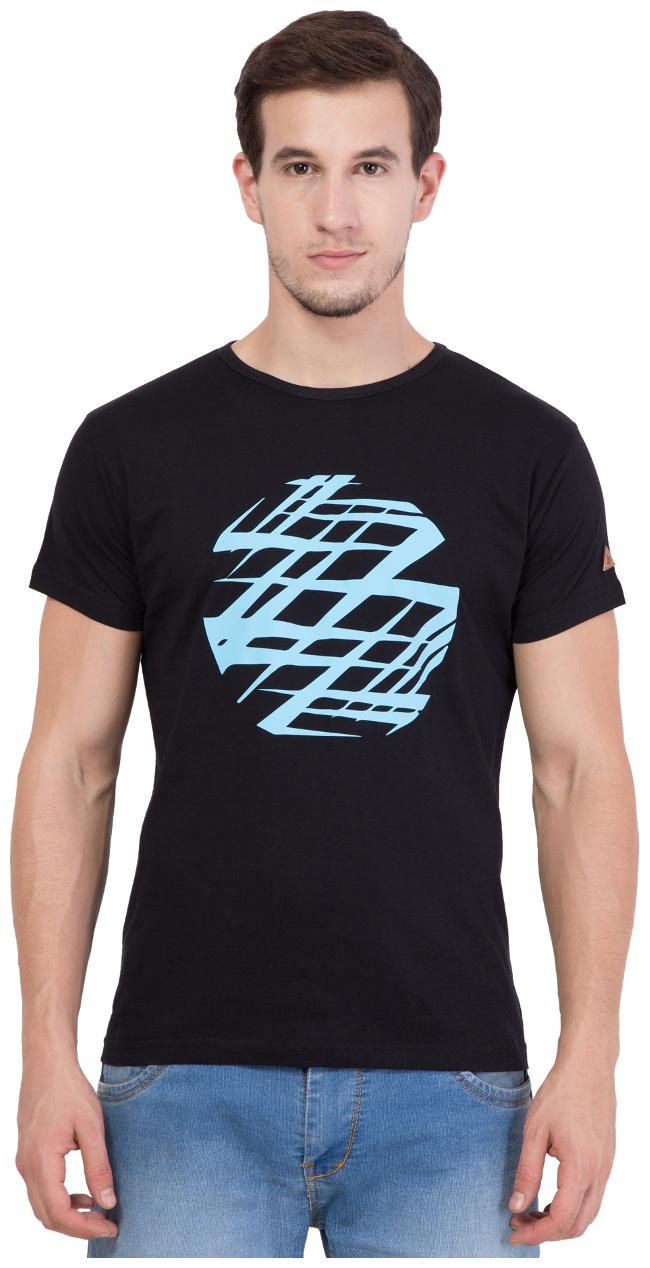 

American-Elm Men Black Regular fit Cotton Round neck T-Shirt - Pack Of 1