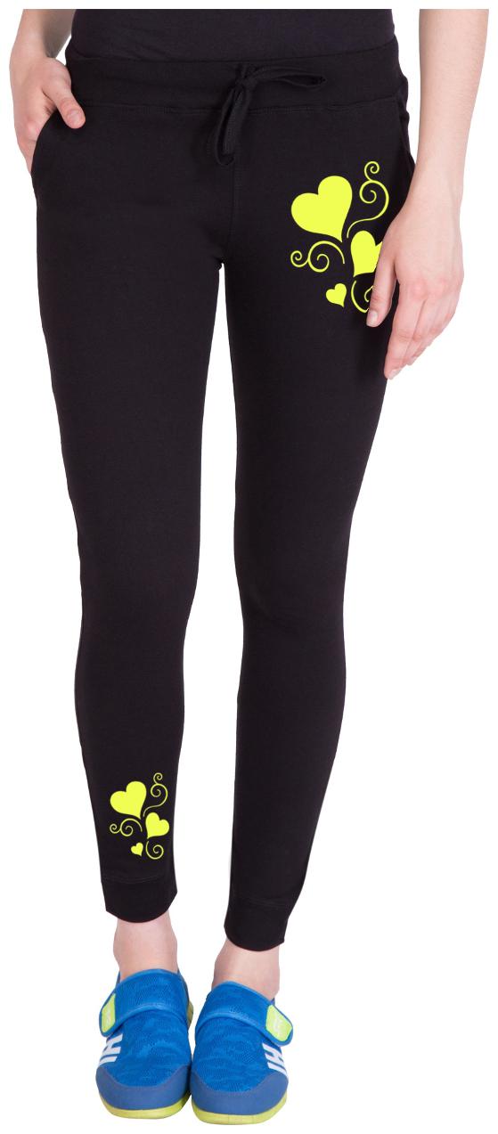 

American-Elm Women Regular fit Cotton Printed Track pants - Black